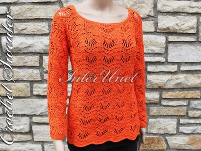 Sweater with long sleeves crochet pattern