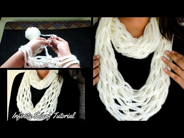 Arm knitting - Infinity Scarf in 30 Minutes || DIY Scarf ||