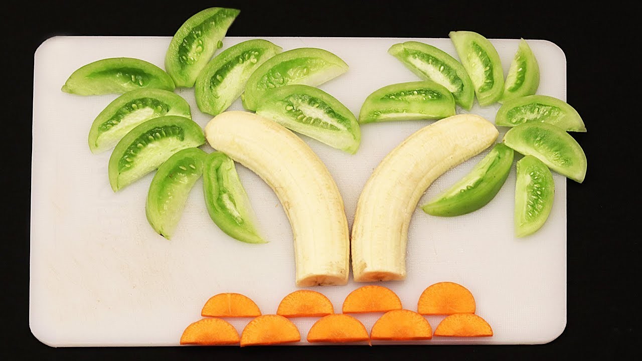 Мандарин 1 банан. Украшения из бананов. Карвинг банан. Карвинг из банана. Красиво нарезать банан.