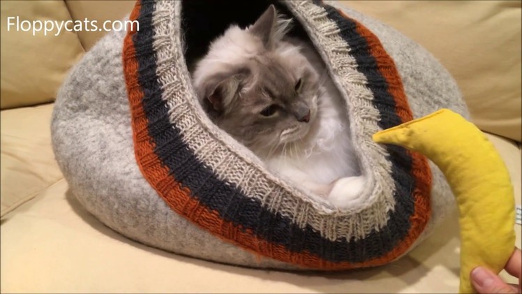 Cat Cave Large: Meowfia Felted Wool Cat Cave with Cable Knitting Product Review Video