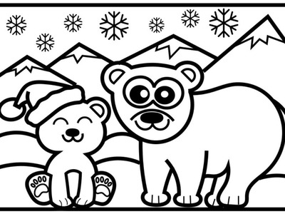 CHRISTMAS COLORING! How to Draw a Polar Bear | Step by Step | North Pole  & Arctic Cute Animals