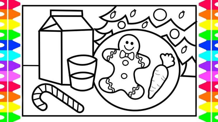 CHRISTMAS COLORING!! How to Draw and Color Cookies and Milk for Santa| Gingerbread Cookies for Kids