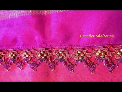 Crochet Saree Designer Kuchu Lace with beads & crystals-1 #fashion #trendy