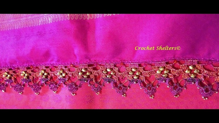 Crochet Saree Designer Kuchu Lace with beads & crystals-1 #fashion #trendy