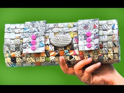 DIY Newspaper Crafts: How to Make Newspaper Handbag | Newspaper Purse | Best Out of Waste
