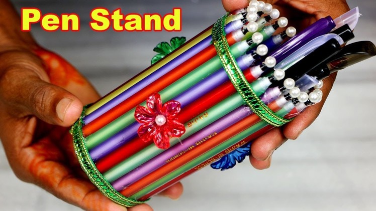 DIY Pen Stand || How to Make a Pen Holder with Waste Pens || Handmade Pen Stand