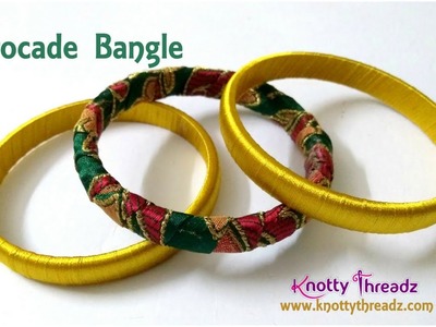 Handmade Brocade Bangle | How to use scrap brocade fabric to make a bangle | www.knottythreadz.com