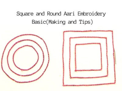 How to do square and round design in aari embroidery|Basic aari|Maggam work in square & round