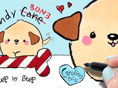 How to Draw a Kawaii Dog Step by Step, Easy Christmas Drawing Tutorial
