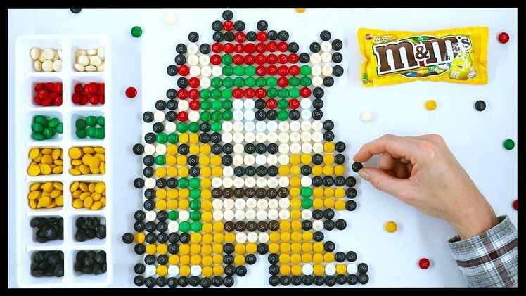 How to draw BOWSER with M&Ms - M&M MOSAIC ART!