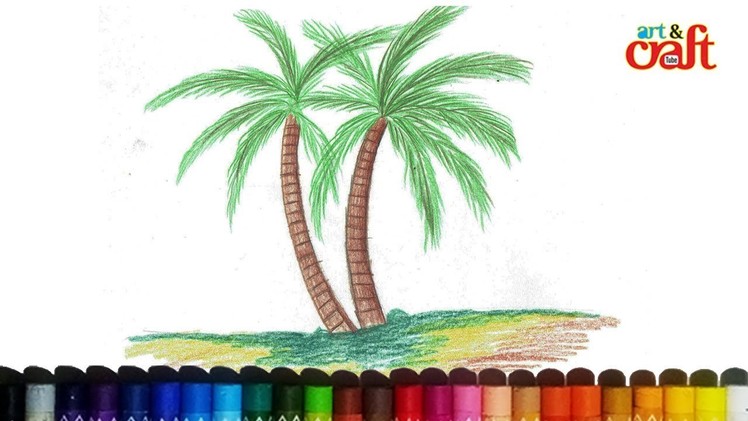 How to draw Coconut tree. Nariyal for kids # step by step