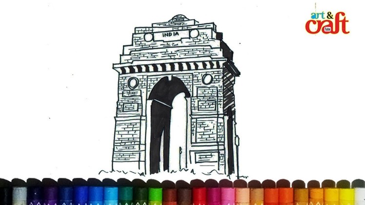 How to draw India gate step by step for kids # New Delhi