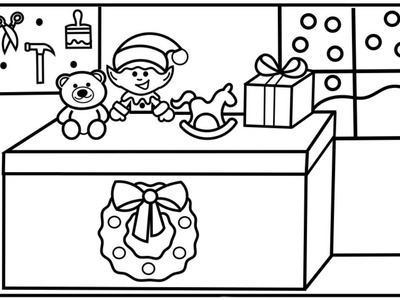 How to Draw Santa's Workshop| Cute Christmas Elf | Elf Making Toys| Santa's Workshop Coloring Page