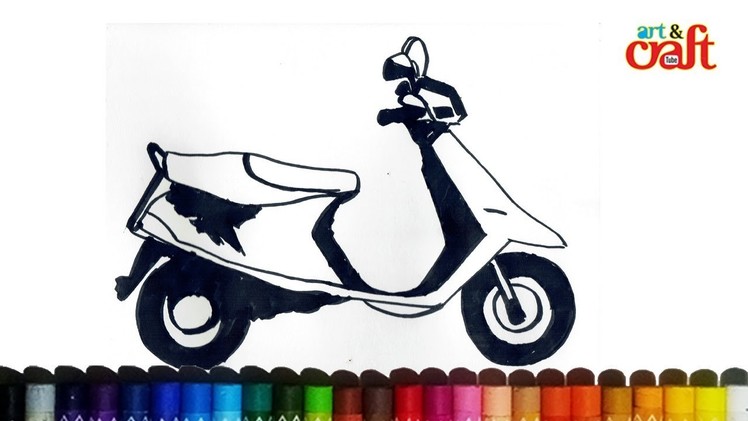 How to draw Scooty.moped.two Wheeller  Very Easy step by step
