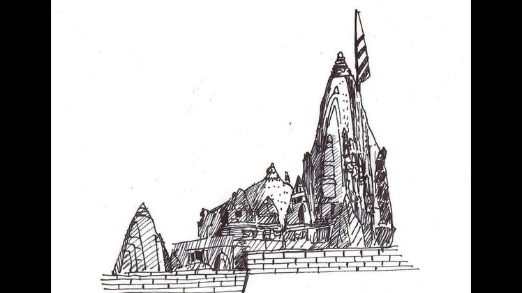 How to draw somnath temple step by step # gujarat