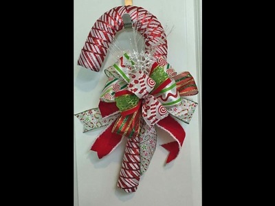 How to make a Candy Cane with Ribbon and Dollar Tree Candy Cane Form
