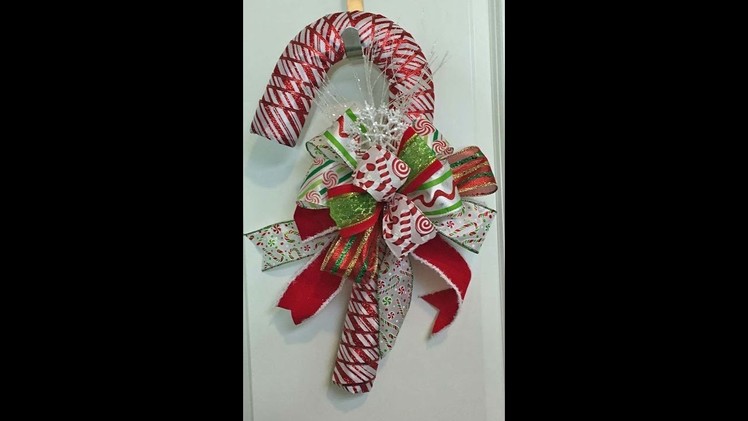 How to make a Candy Cane with Ribbon and Dollar Tree Candy Cane Form