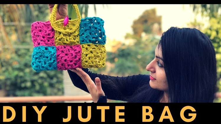 How to make a Jute Handbag at home | DIY Jute Bag with Crochet