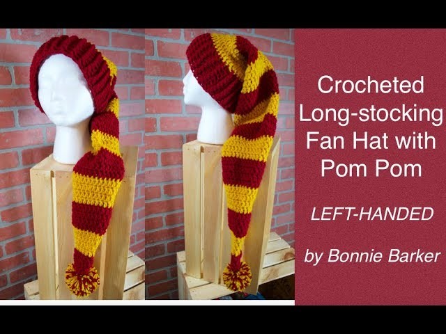 How to Make a Longstocking Fan Hat with a Pom Pom, LEFT-HANDED VERSION,by Bonnie Barker