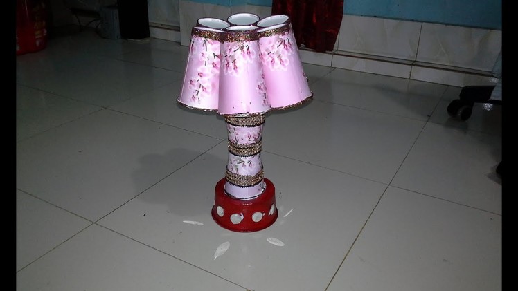 How to Make Bed Lamp With Plastic Glasses ,Best For Room Decoration 2017