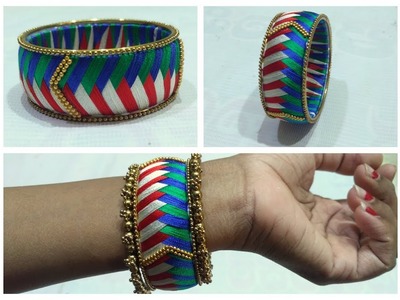 How to make designer Silk Thread Bangles. Kada making at Home I Multi color Thread  jewelry