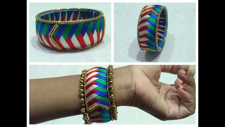 How to make designer Silk Thread Bangles. Kada making at Home I Multi color Thread  jewelry