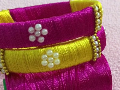 How to make designer silk thread bangles.how to make silk thread bangles