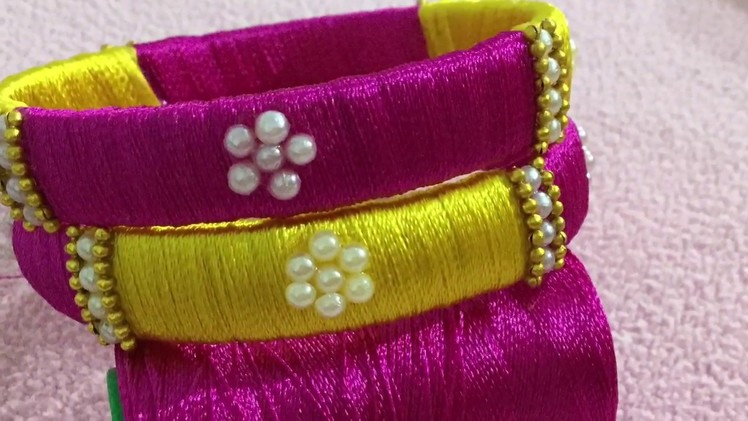 How to make designer silk thread bangles.how to make silk thread bangles