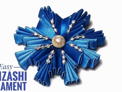 How To Make Easy Kanzashi Snowflake - DIY Christmas Ornaments Out Of Ribbons