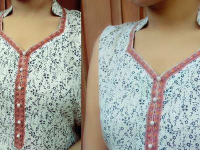 How to make half collar neck with design