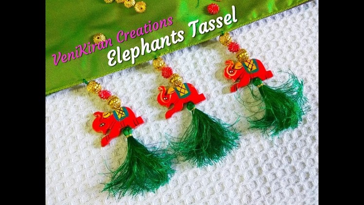 How to Make Saree Tassel.Kuchu design with Elephant Beads@ Home - Design 37::Tutorial