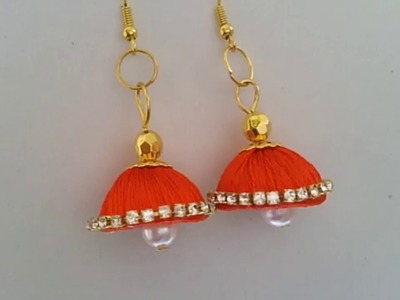 How to make silk thread jhumka for beginners. silk thread earrings making.