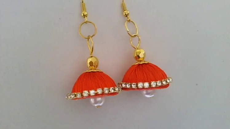 How to make silk thread jhumka for beginners. silk thread earrings making.
