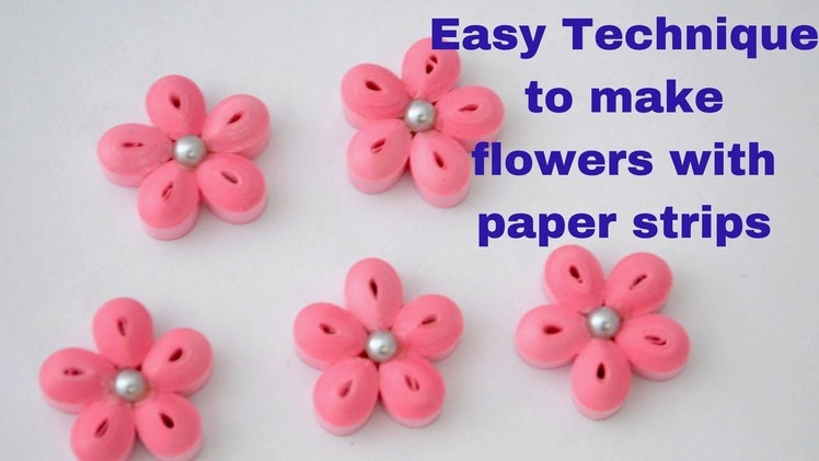 How to make simple flower with paper quilling art | DIY flowers with paper strips