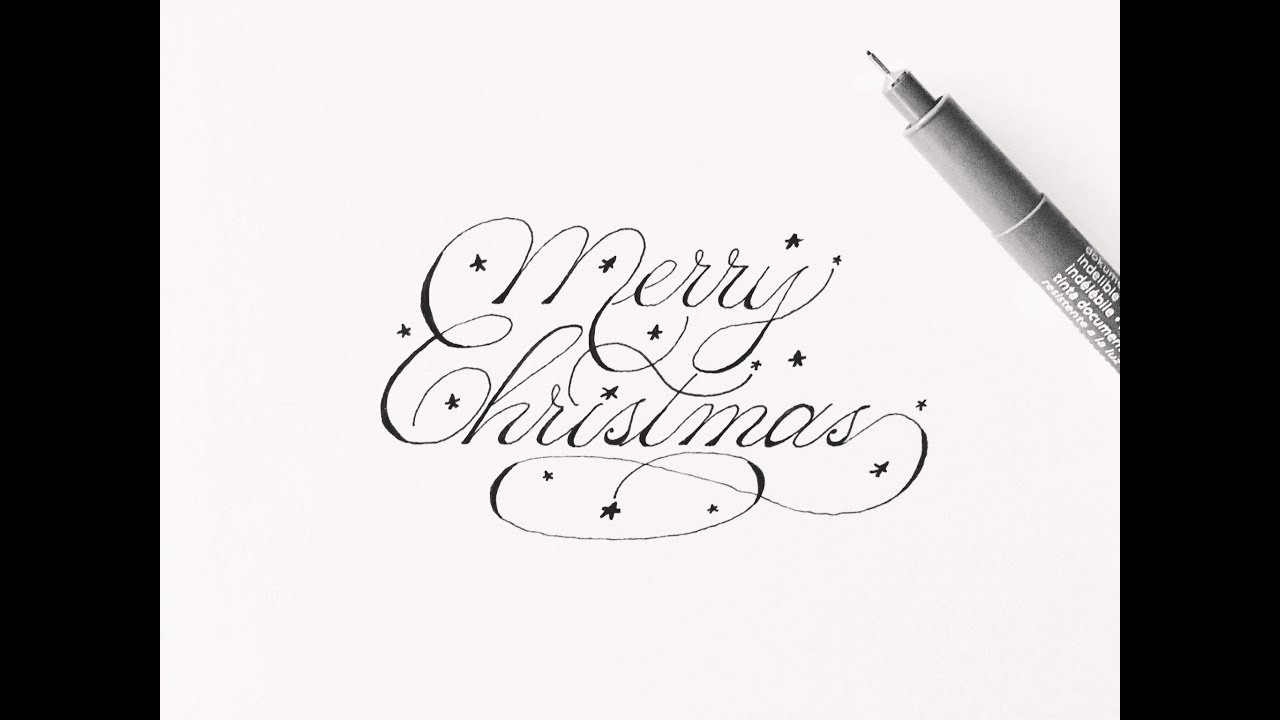 How to write merry christmas, cursive fancy letters for beginners