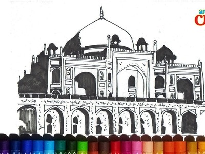 Humayun Tomb-New Delhi, India Drawing #Art