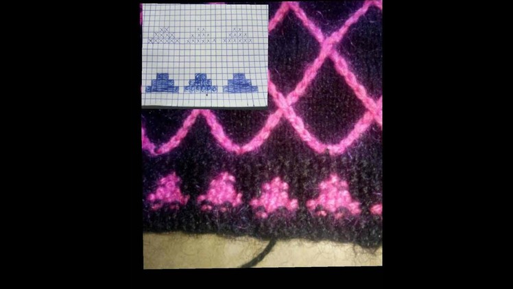 Knitting double colour border desing.  two colour border with graph ( Hindi)