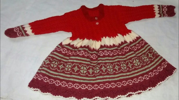 Multi colour frock knitting design# part -2