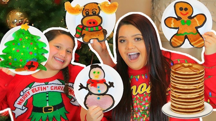 PANCAKE ART CHALLENGE! How To Make Holiday Art Pancakes!