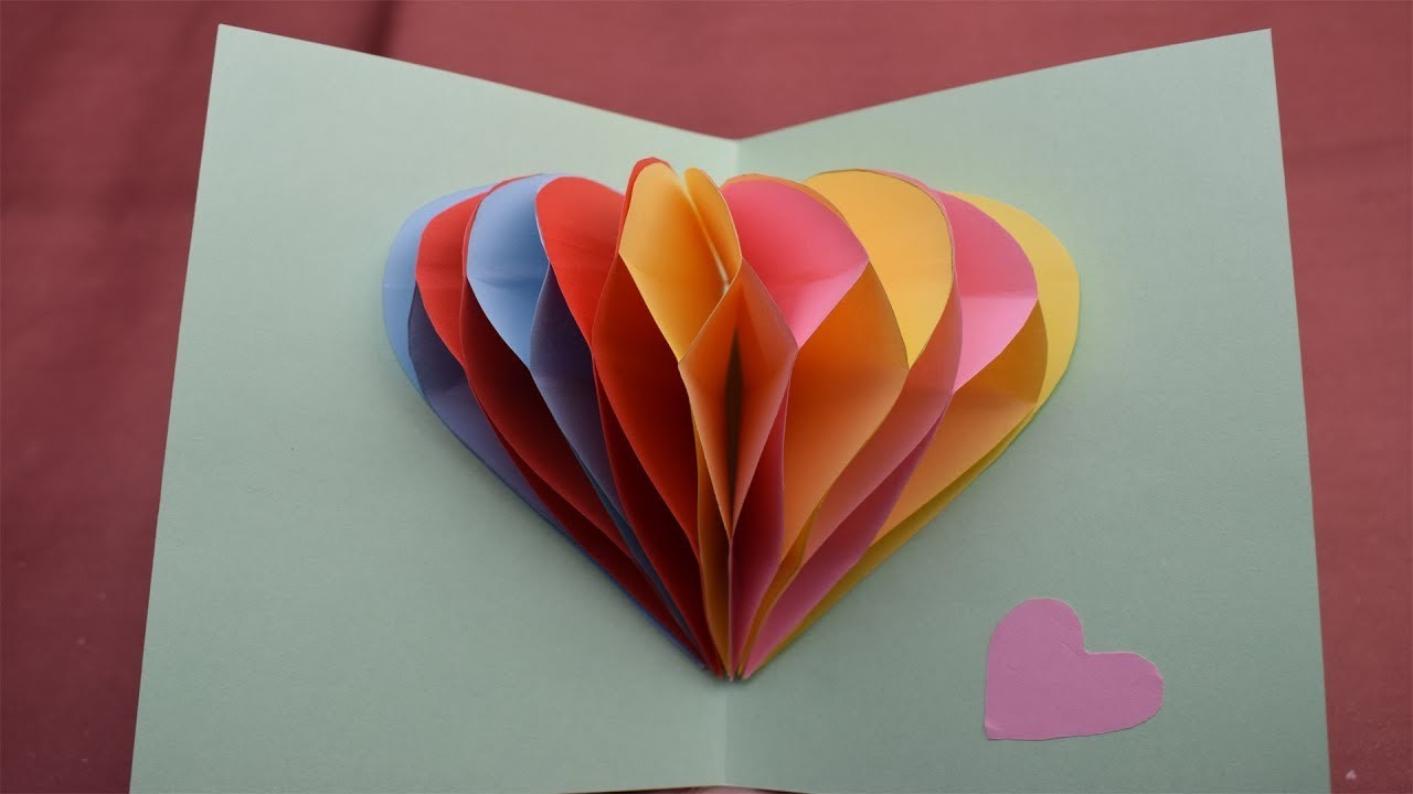 RAINBOW HEART CARD - HOW TO MAKE A 3D HEART POP UP CARD ...