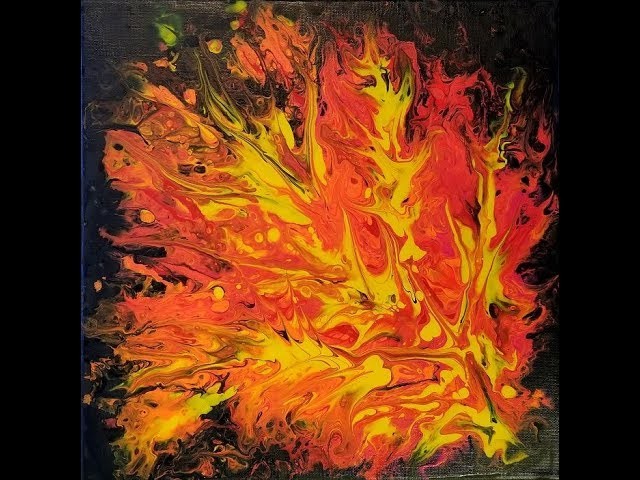 (8) How to do Acrylic Pour with Sandra Lett Flames I and II  12"X12" 120117