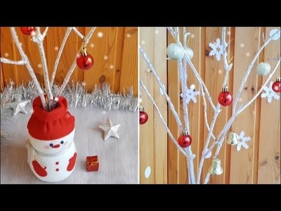 Christmas decoration DIY. How to make SNOWMAN VASE and SILVER TWIGS