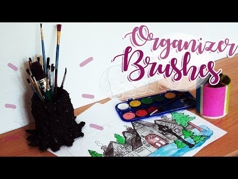 DIY * Brush Holder * How to make Tree Trunk Holder of Paper Mache * Tutorial