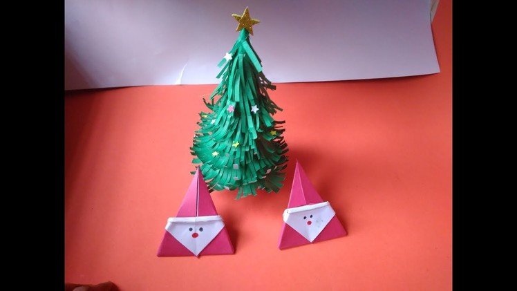 Diy Christmas tree and Cute Small Paper Santa claus || very easy in just 5 minutes at home
