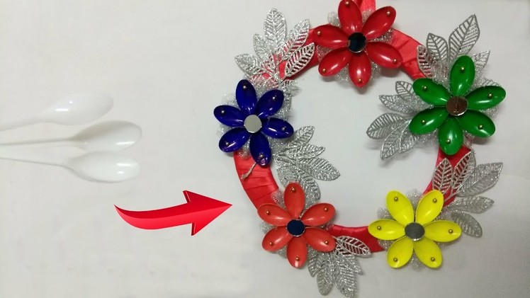 DIY Christmas Wall Decoration Ideas : How to Make Christmas Wreath From Plastic Spoon