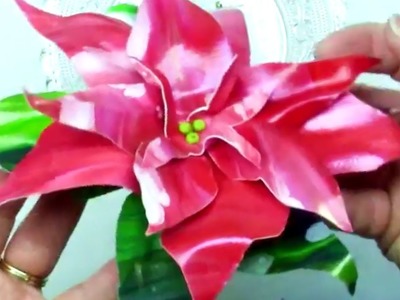 DIY Colorful Painted Paper Poinsettias Fluid Acrylic Dipped Card stock