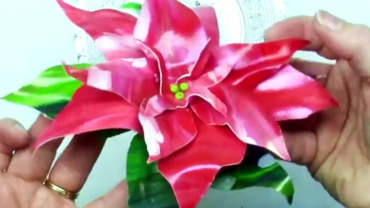 DIY Colorful Painted Paper Poinsettias Fluid Acrylic Dipped Card stock