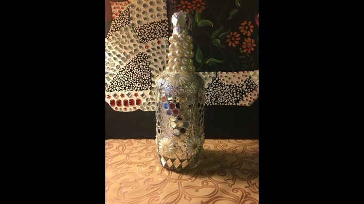 DIY Decorating Bottle with Beads, Mirrors and Aluminium Foil
