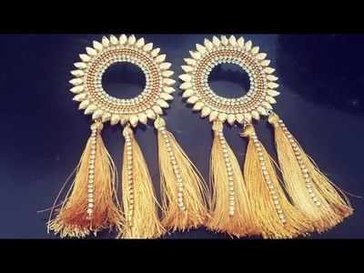 (DIY)HOW TO MAKE DESIGNERS WEAR PAPER EARRINGS WITH TESSELS.TESSELS EARRINGS.THE STUNNING HANDMADE