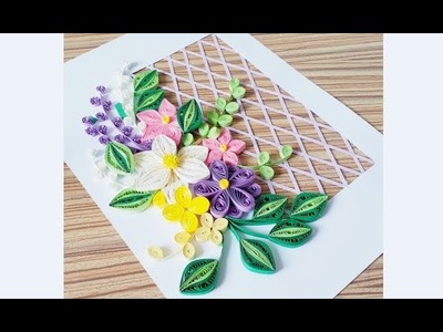 DIY Paper Quilling Flower For beginner Learning video 29. Paper Quilling Flower Card